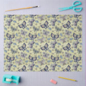 大型の青のシームレスな蝶のパターンの切り離し 薄葉紙 (クラフト)