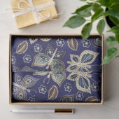 大型の青のシームレスな蝶のパターンの切り離し 薄葉紙 (ギフト)