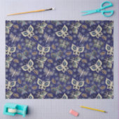 大型の青のシームレスな蝶のパターンの切り離し 薄葉紙 (クラフト)