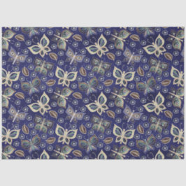 大型の青のシームレスな蝶のパターンの切り離し 薄葉紙