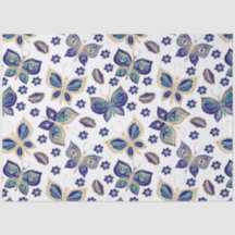 大型の青のシームレスな蝶のパターンの切り離し