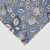 大型の青のシームレスな蝶のパターンの切り離し 薄葉紙 (詳細)