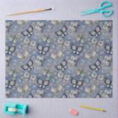 大型の青のシームレスな蝶のパターンの切り離し 薄葉紙 (クラフト)