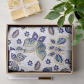 大型の青のシームレスな蝶のパターンの切り離し 薄葉紙 (ギフト)