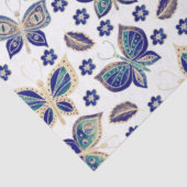 大型の青のシームレスな蝶のパターンの切り離し 薄葉紙 (詳細)