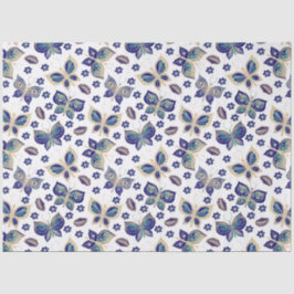 大型の青のシームレスな蝶のパターンの切り離し 薄葉紙