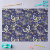 大型の青のシームレスな蝶のパターンの切り離し 薄葉紙 (クラフト)