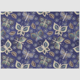 大型の青のシームレスな蝶のパターンの切り離し 薄葉紙