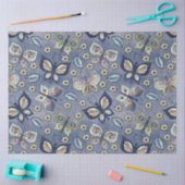 大型の青のシームレスな蝶のパターンの切り離し 薄葉紙 (クラフト)