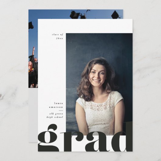 大型はっきりした卒業発表 案内状 (正面/裏面)