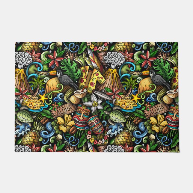大型アロハトロピカルドアマット ドアマット (正面)
