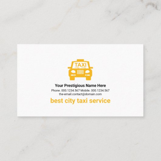 大型イエロータクシーMotifチェックボックスドライバー 名刺 (裏面)