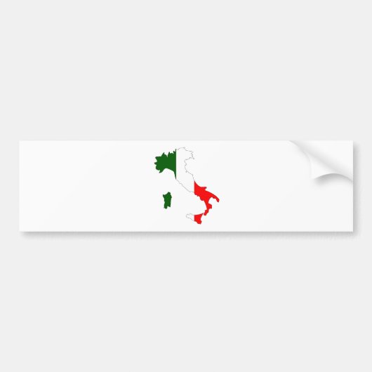 大型イタリアの旗の地図 バンパーステッカー (正面)
