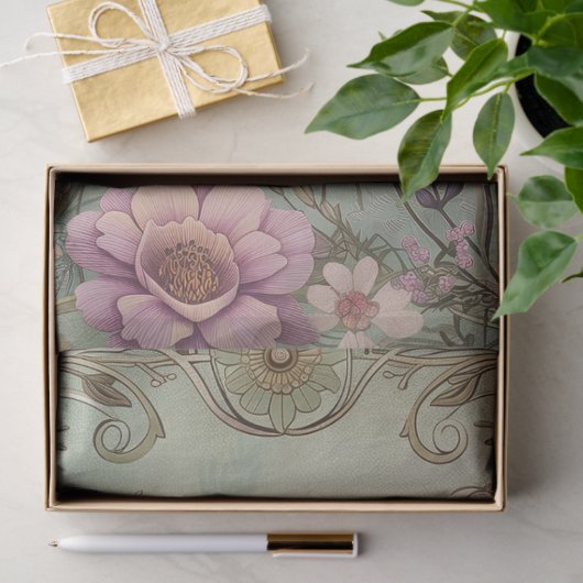 大型ウッドランド森林花模様トナカイの減退 薄葉紙 (ギフト)