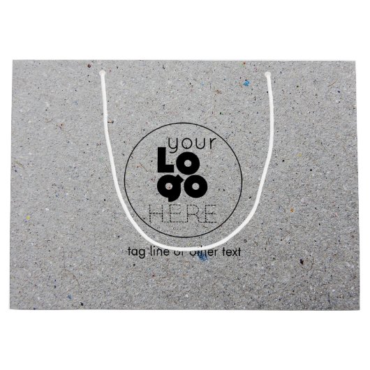 大型カスタムロゴ再生グレー紙ショッピングバッグ ラージペーパーバッグ (正面)