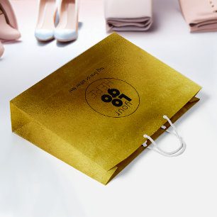 大型カスタムロゴ金ゴールドフォフェイクイル買い物袋 ラージペーパーバッグ