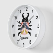 大型カラフルストライプの虫パーソナライズされた 壁時計 (傾斜)