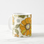 大型カラフル手描きフローラヴィンテージ海 コーヒーマグカップ (正面左)