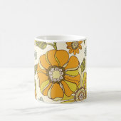 大型カラフル手描きフローラヴィンテージ海 コーヒーマグカップ (中央)