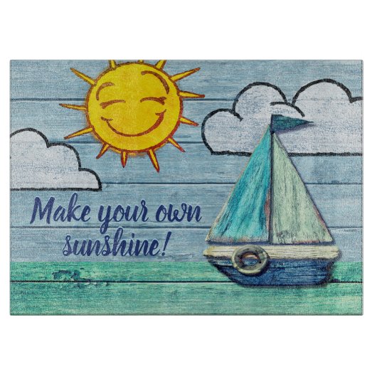 大型ガラスチョッピングボード流木ビーチデザイン カッティングボード (正面)