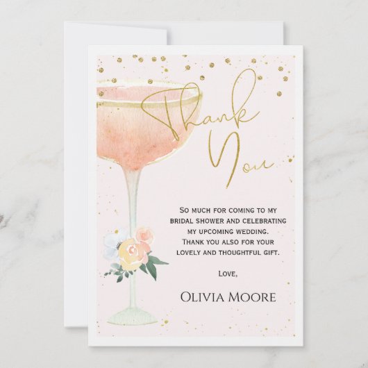 大型ガラスフローラブライダルシャワーサンキューカード 招待状 (正面)