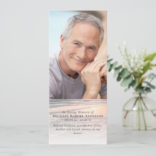 大型サンセット写真記念祈りの言葉カード 案内状 (スタンド正面)