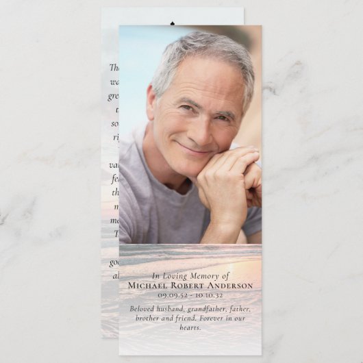 大型サンセット写真記念祈りの言葉カード 案内状 (正面/裏面)