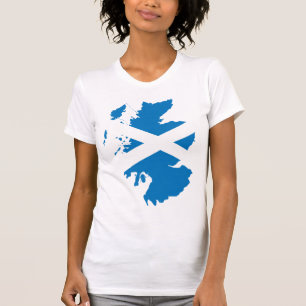 大型スコットランドの旗の地図 Tシャツ