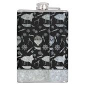 大型スチームパンクシルバージンクエアシップ名前をカスタムする フラスク (裏面)