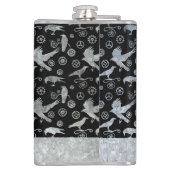 大型スチームパンク銀亜鉛ギアとカラスカスタム フラスク (裏面)