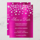 大型ダイヤモンド紙吹雪ピンク明るい赤紫色グラデーション箔 セーブザデート (正面/裏面)