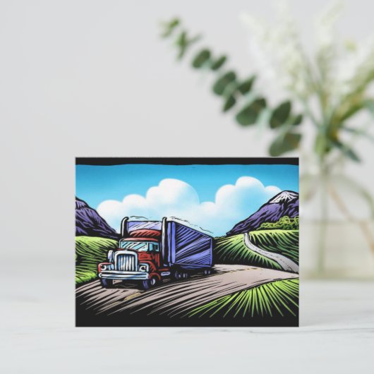 大型トラック運転手の風景旅行ポストカード ポストカード (スタンド正面)