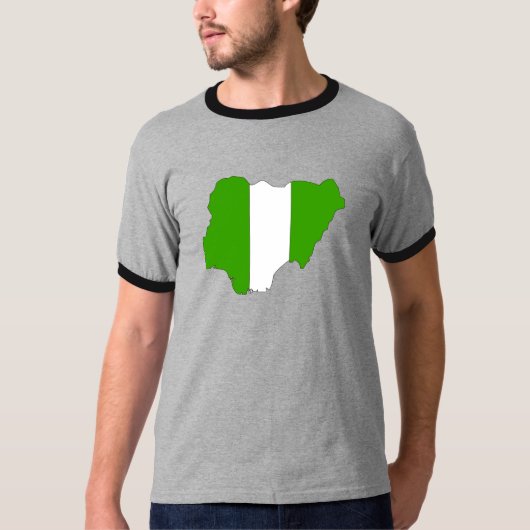 大型ナイジェリアの旗の地図 Tシャツ (正面)