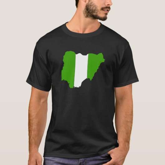 大型ナイジェリアの旗の地図 Tシャツ (正面)