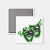 大型ネオングリーンマスクスクエアマグネット マグネット (正面/裏面)