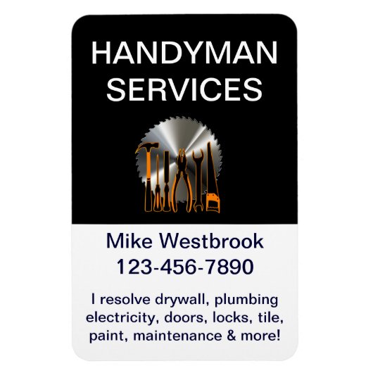 大型ハンディマン・ビジネス・マグネット マグネット (縦)