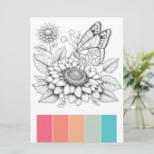 大型バタフライカラーリングカードアートセラピーページ 招待状 (スタンド正面)