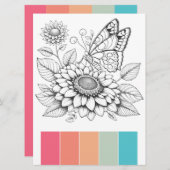 大型バタフライカラーリングカードアートセラピーページ 招待状 (正面/裏面)