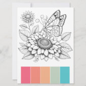 大型バタフライカラーリングカードアートセラピーページ 招待状 (正面)