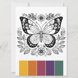 大型バタフライカラーリングカードアートセラピー 招待状