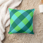 大型バッファローチェック、アクア、ティール（緑がかった色）、ライムグリーン クッション (ブランケット)