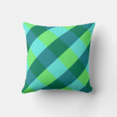 大型バッファローチェック、アクア、ティール（緑がかった色）、ライムグリーン クッション (裏面)
