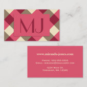 大型バッファローチェック、ブルゴーニュ、クリーム、トープ 名刺 (正面/裏面)