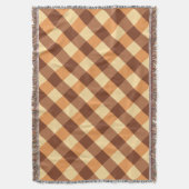 大型バッファローチェック、薄茶色と黄金色 スローブランケット (正面縦)
