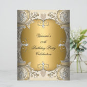 大型バースデーパーティーセピアコーヒー金ゴールド 招待状 (スタンド正面)