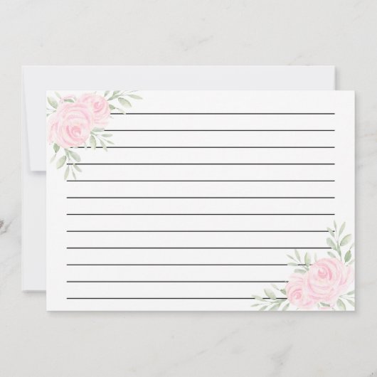 大型ピンクローズフローラブライダルレシピカード分周器 招待状 (裏面)