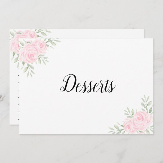 大型ピンクローズフローラブライダルレシピカード分周器 招待状 (正面/裏面)