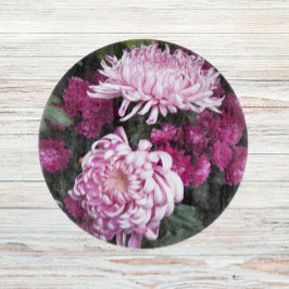 大型ピンク菊のフローラ カッティングボード
