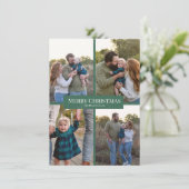 大型フォトグリッドグリーンスノーフレーククリスマスカード シーズンカード (スタンド正面)
