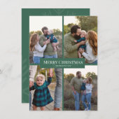 大型フォトグリッドグリーンスノーフレーククリスマスカード シーズンカード (正面/裏面)